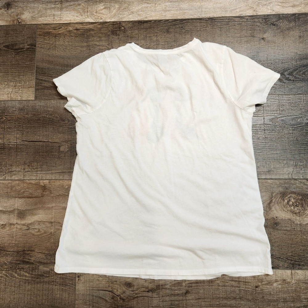 J. Jill Graphic Tee Women L White Excellent Watercolor Unity Short Sleeve Cotton - Picture 2 of 5